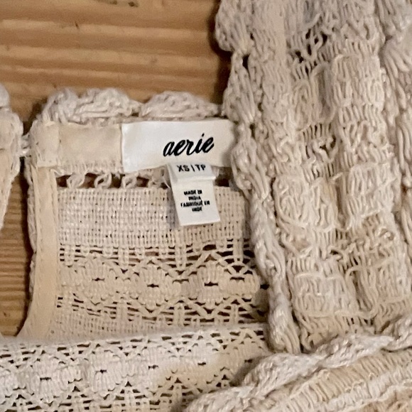 Aerie Cotton Crochet Crop Top in Sand Sz XS - Picture 7 of 8